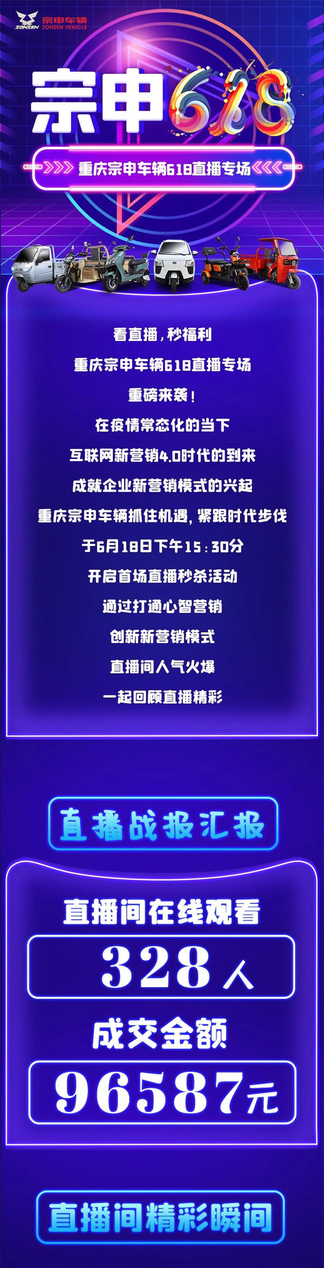宗申車輛?618直播專場成交100000元？