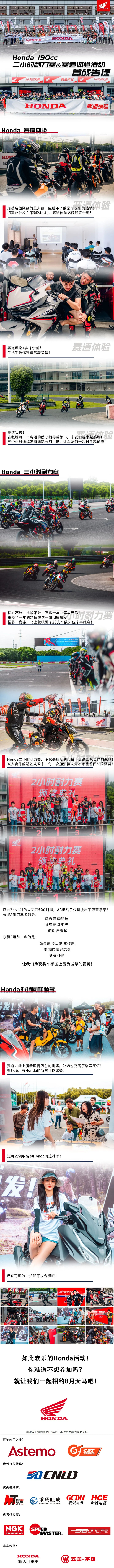 Honda 190cc二小時耐力賽&賽道體驗活動首戰告捷