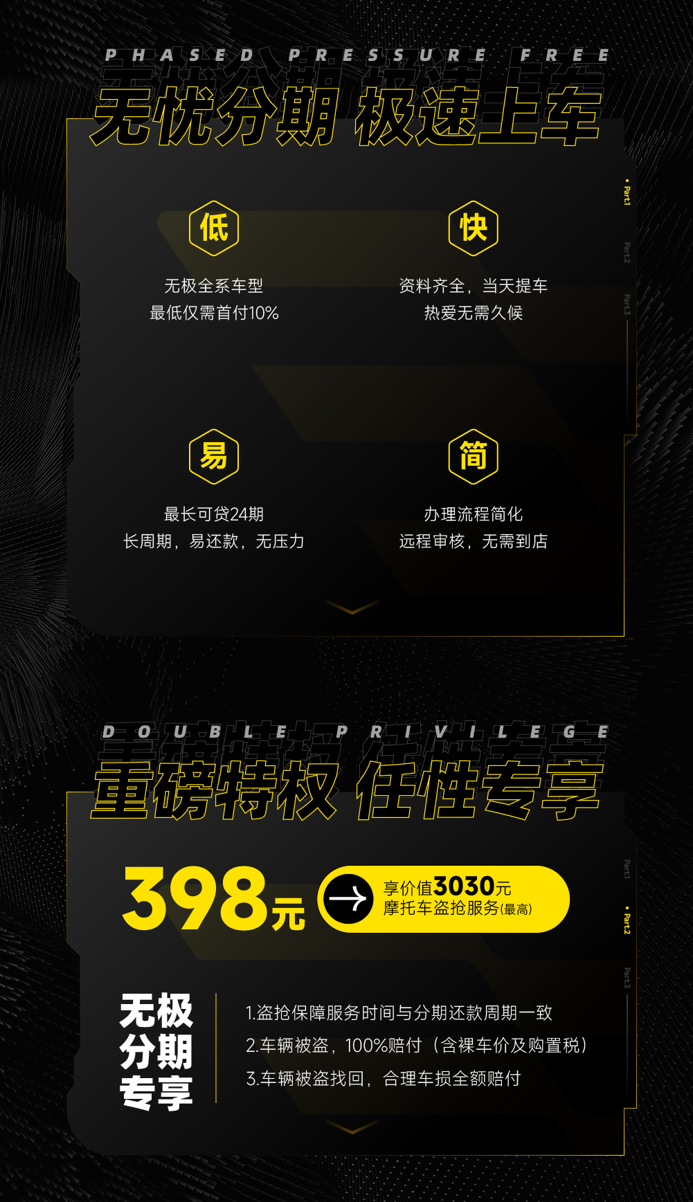 VOGE無極:1成首付，24期分期，無極廠家金融上線！